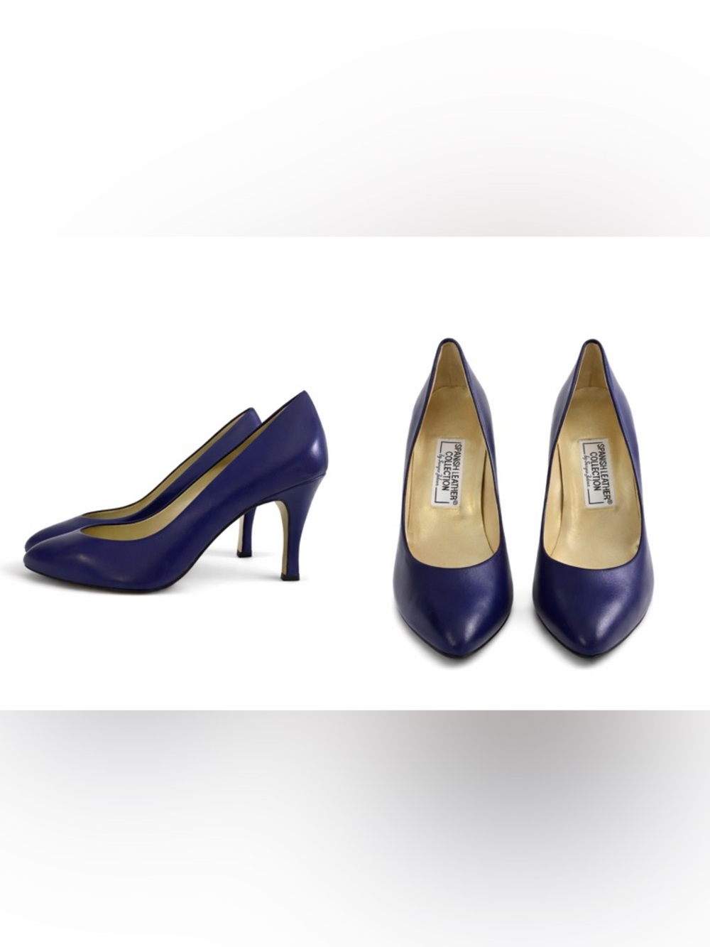Vintage Sergio Zelcer Spanish Leather Navy Pumps 7.5M New In Box Classic Heels